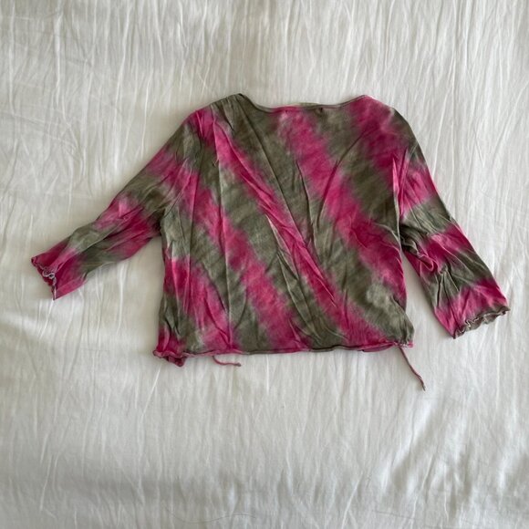 Velvet y2k tie-dye tie front crop top  (sz M) - Picture 7 of 8